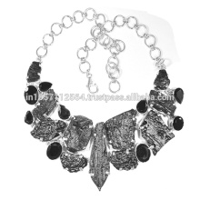 Tektite & Black Onyx Gemstone avec 925 en argent sterling Bijoux à la main à la main Design Jewelry